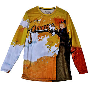Calvin and Hobbes Comics 3D All Over Print Long Sleeve Jersey Shirt Unisex Large